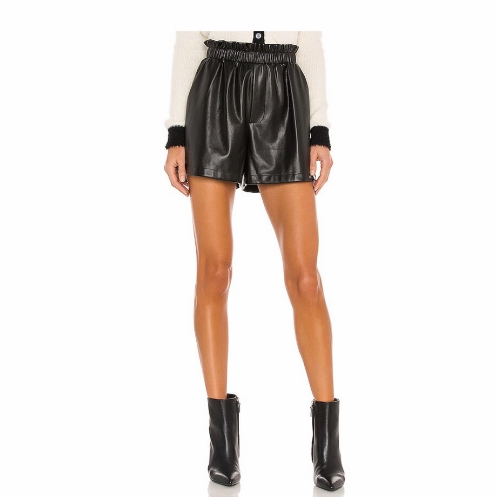 Never work black vegan leather shorts